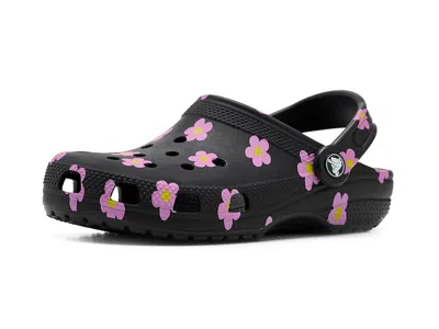 Crocs Classic Clogs With Patterns And Graphics (toddler/little Kid/big Kid) Kids Shoes Black/flowers : 5 B