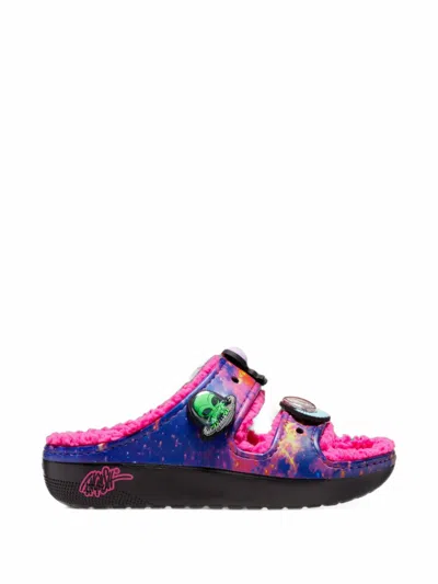 Crocs Kids' Classic Cozzzy Galaxy-print Sandals In Multi