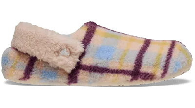 Crocs Classic Cozzzy Plaid Slipper In Pink