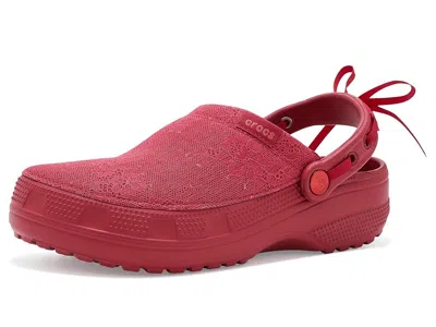 Crocs Classic Crafted Canvas Clogs Clog Shoes Court Red Lace: Men's 6 - Women's 8 Medium In Pink