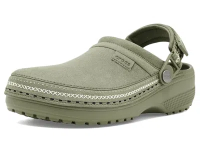 Crocs Classic Crafted Canvas Vegan Suede Stitch Clogs Clog/mule Shoes Cargo Stitch: Men's 4 - Women's 6 Me In Green