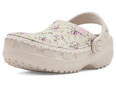 Crocs Classic Crafted Canvas Vegan Suede Stitch Clogs (toddler) Kids Shoes Cocoa Creme Floral: 7 Toddler M In Neutral