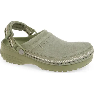 Crocs Classic Crafted Faux Suede Stitch Clog In Green