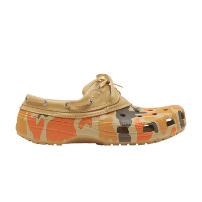 Pre-owned Crocs Classic Duck Camo Boat Shoe 'tan Shocking Orange' | Men's Size 4 In Brown