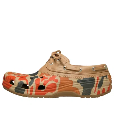Crocs Classic Duck Camo Boat Shoe 'tan Shocking Orange' In Multi