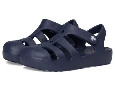 Crocs Classic Fisherman Sandals (toddler) Kid's Shoes Navy : 4 Toddler M, Synthetic In Blue