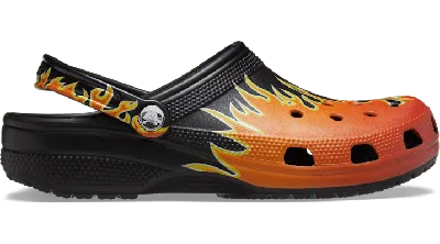 Crocs Classic Flames Clog In Black/multi