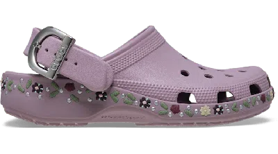 Crocs Classic Floral Buckle Clog In Purple