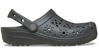 Crocs Classic Floral Cut-out Clog In Black