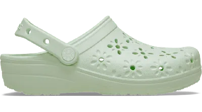 Crocs Classic Floral Cut-out Clog In Jade Tint