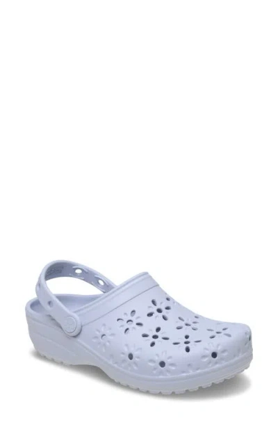 Crocs Classic Floral Cutout Clog In Blue
