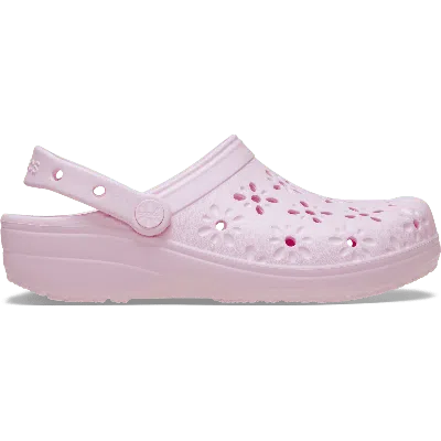 Crocs Classic Floral Cut-out Clog In Pink
