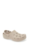 Crocs Classic Floral Cutout Clog In Taupe