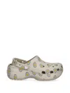 Crocs Classic Floral Platform Clogs In Gray