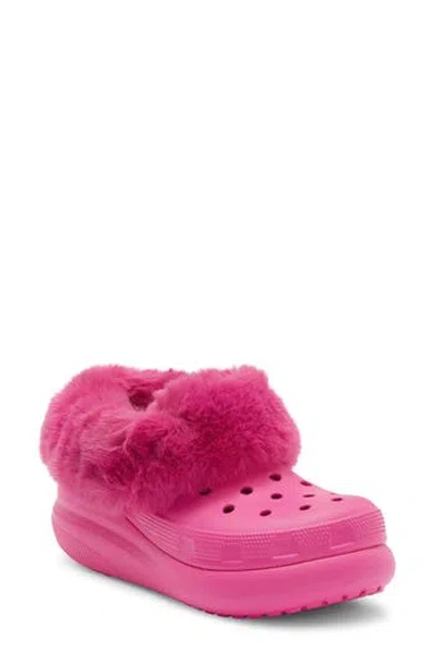 Crocs Classic Furever Crush Faux Shearling Lined Clog In Pink
