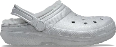 Crocs | Unisex | Classic Fuzz Lined Glitter | Clogs | Silver | Missing