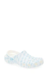 Crocs Classic Gingham Clog In White Blue