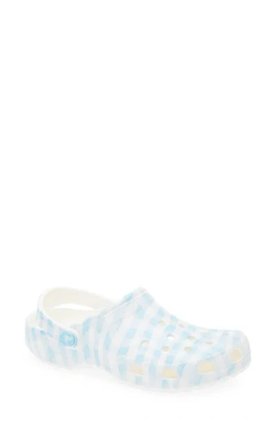 Crocs Classic Gingham Clog In White Blue