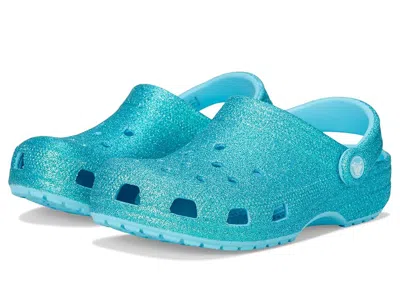 Crocs Classic Glitter Clogs (little Kid/big Kid) Kid's Shoes Tinted Glass : 12 Little Kid M, Synthetic/eva In Blue