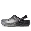 Crocs Classic Glitter Lined Clogs 'black Silver'