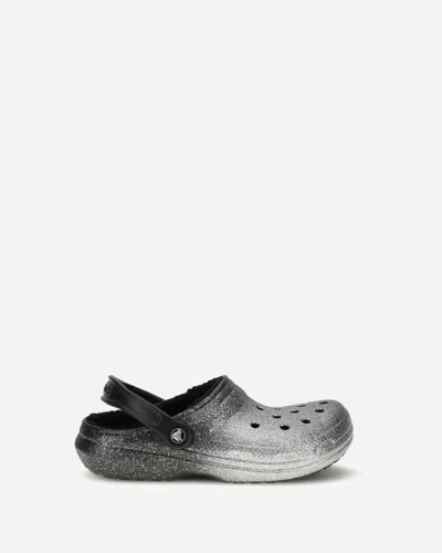 Crocs Classic Glitter Lined Sandals In Black