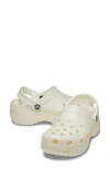 Crocs Classic Platform Glitter Sandals In Chalk
