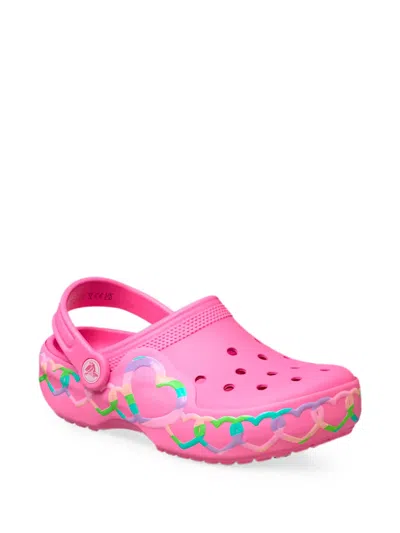 Crocs Kids' Classic Heart Lights Clogs In Pink