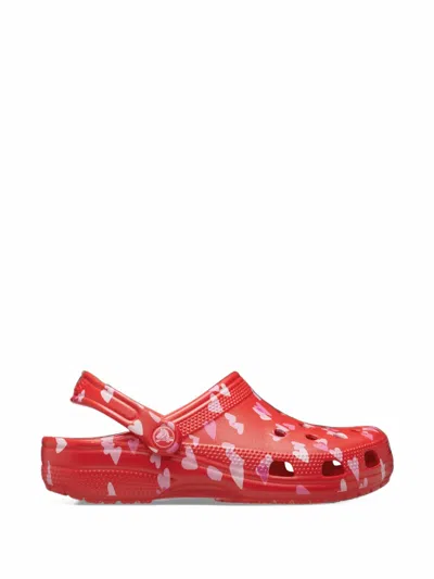 Crocs Classic Heart-print Mules In Red
