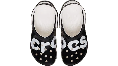 Crocs Classic High Shine Logo Clog In Black