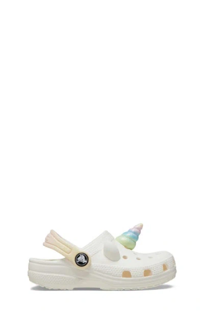 Crocs Kids' Classic I Am Rainbow Unicorn Water Friendly Slingback Clog In Chalk
