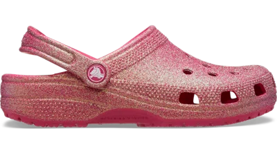 Crocs Classic Iridescent Glitter Clog In Dragon Fruit