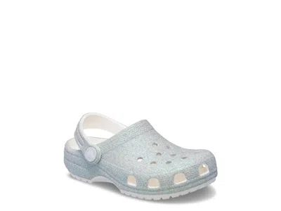 Crocs Kids'  Classic Glitter Clog Girls Sandals Colour: White Irridescent, Size: Junior 4