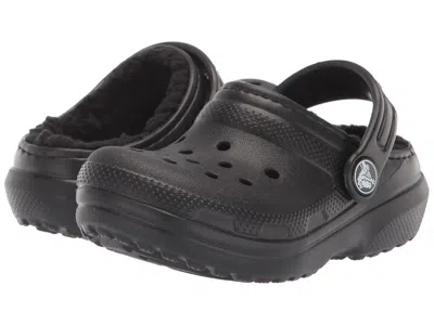 CROCS CLASSIC LINED CLOG (LITTLE KID/BIG KID) KID'S SHOES BLACK/BLACK : 5 BIG KID M, SYNTHETIC