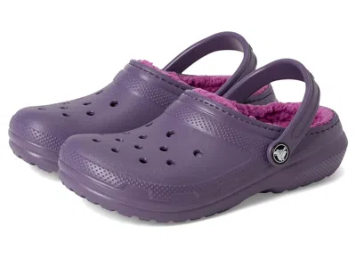 Crocs Classic Lined Clog (little Kid/big Kid) Kid's Shoes Nightshade : 3 Little Kid M, Synthetic In Purple