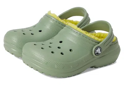 Crocs Classic Lined Clog (toddler) Kid's Shoes Moss : 5 Toddler M, Synthetic In Green