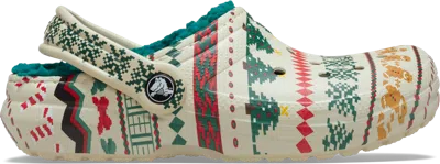 Crocs | Unisex | Classic Lined Fair Isle | Clogs | Bone | M12 In Brown