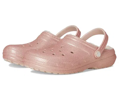 Crocs Classic Lined Glitter Clogs (little Kid/big Kid) Kids Shoes Quartz : 5 Big Kid M In Pink