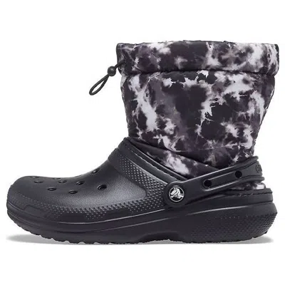 Crocs Classic Lined Neo Puff Tie Dye Boots 'black White'