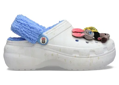 Pre-owned Crocs Classic Lined Platform Clog Disney Zootopia 2 (women's) Sneakers In White/tan/blue In Multi