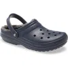 Crocs Classic Lined Clogs In Navy/charcoal
