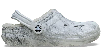 Crocs Classic Lined Watercolor Marbled Clog In Gray
