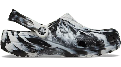 CROCS CLASSIC MARBLED CLOG; WHITE / BLACK, W6/M4