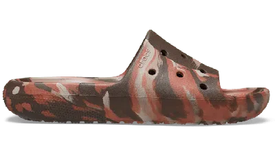 Crocs Classic Marbled Slide 2.0 In Coffee/multi