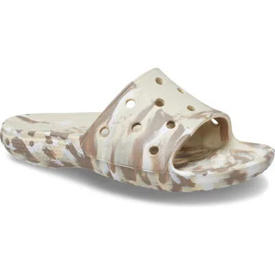 Crocs Classic Marbled Slide Sandal In Bone/multi
