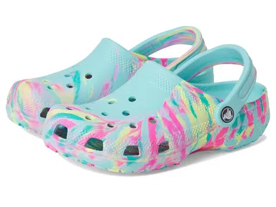 Crocs Classic Marbled Tie-dye Clog (little Kid/big Kid) Kids Shoes Aquamarine/multi : 4 Big Kid M, Synthet