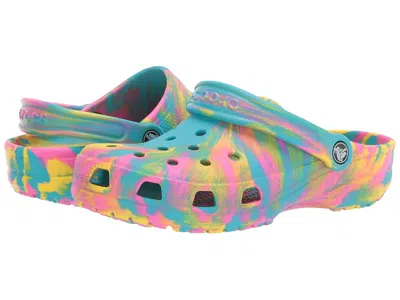 Crocs Classic Marbled Tie-dye Clog (little Kid/big Kid) Kids Shoes Digital Aqua/multi : 6 Big Kid M, Synth