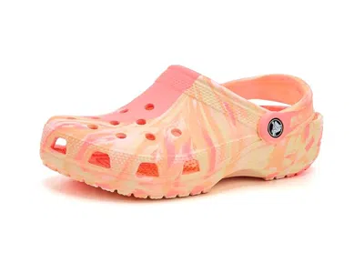 Crocs Classic Marbled Tie-dye Clog (little Kid/big Kid) Kids Shoes Guava/multi : 12 Little Kid M, Syntheti In Pink
