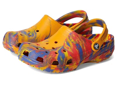 Crocs Classic Marbled Tie-dye Clog (little Kid/big Kid) Kids Shoes Orange Zing/multi : 3 Little Kid M, Syn