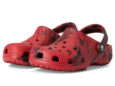 Crocs Classic Marbled Tie-dye Clog (little Kid/big Kid) Kids Shoes Pepper/black : 11 Little Kid M, Synthet In Red