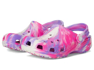 Crocs Classic Marbled Tie-dye Clog (little Kid/big Kid) Kids Shoes Pink Crush/multi Glow In The Dark : 12 